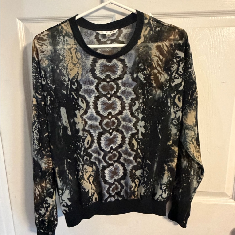 CAbi Black and Brown Patterned Blouse
